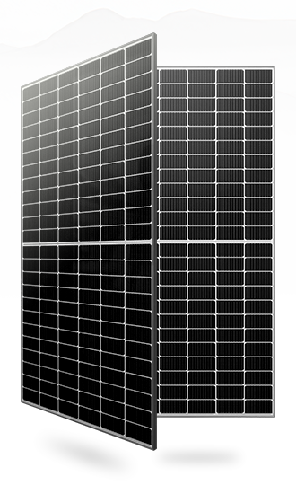 Bifacial N-type solar panel, front and rear view